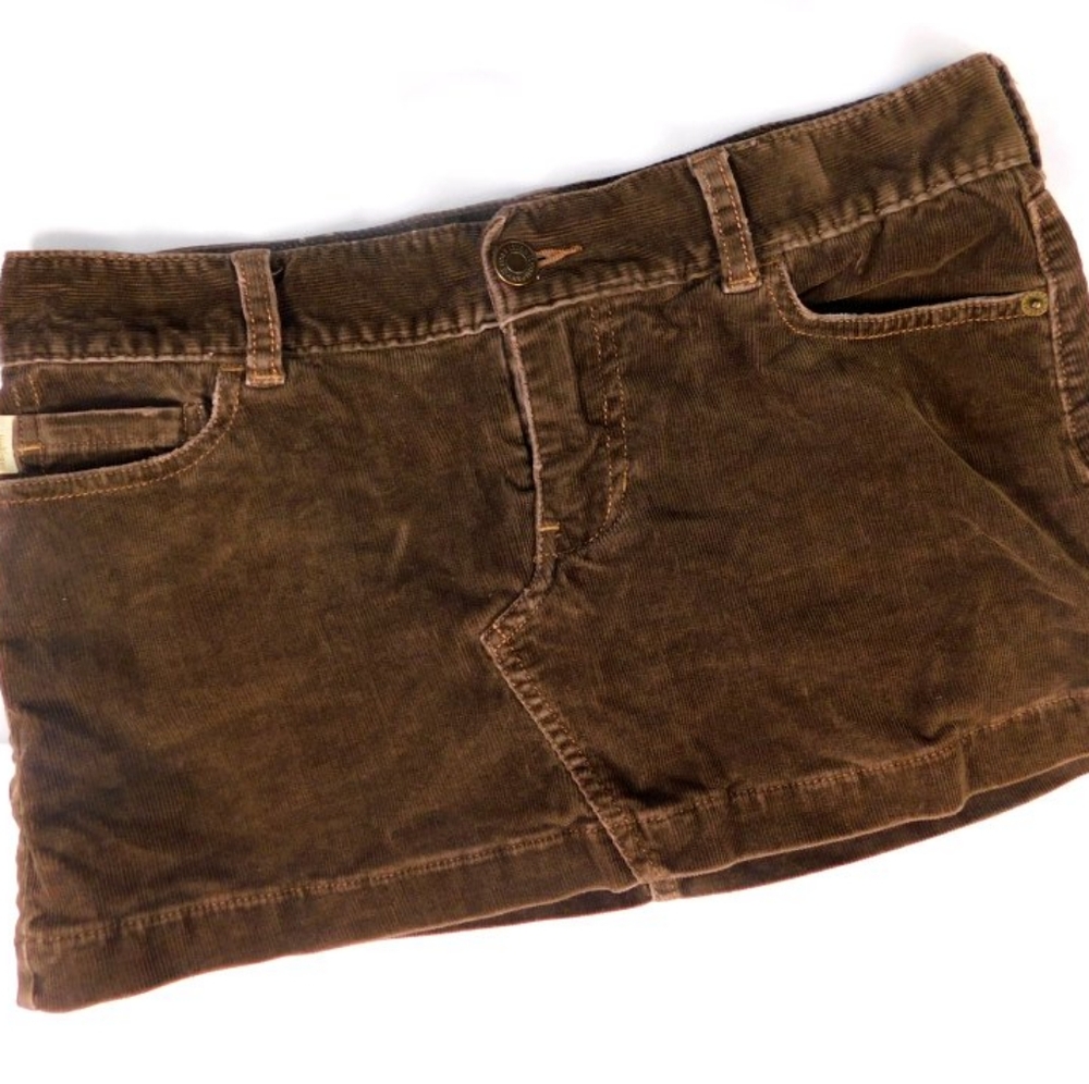 Hollister Petite Vintage Y2K Brown Corduroy Mini Skirt